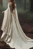 Vintage Off The Shoulder Ivory Lace Wedding Dresses, HZ0307