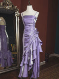 Vintage Spaghetti Straps Party Dress, High Low Evening Prom HZ0307