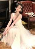 Vintage Ivory Chiffon Prom Dress - Classic Evening HZ0307