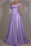 Vintage Off White Strapless Wedding Dress, Pearl Beaded Satin A-line Prom HZ0307