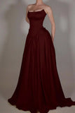 Vintage Off White Strapless Wedding Dress, Pearl Beaded Satin A-line Prom HZ0307