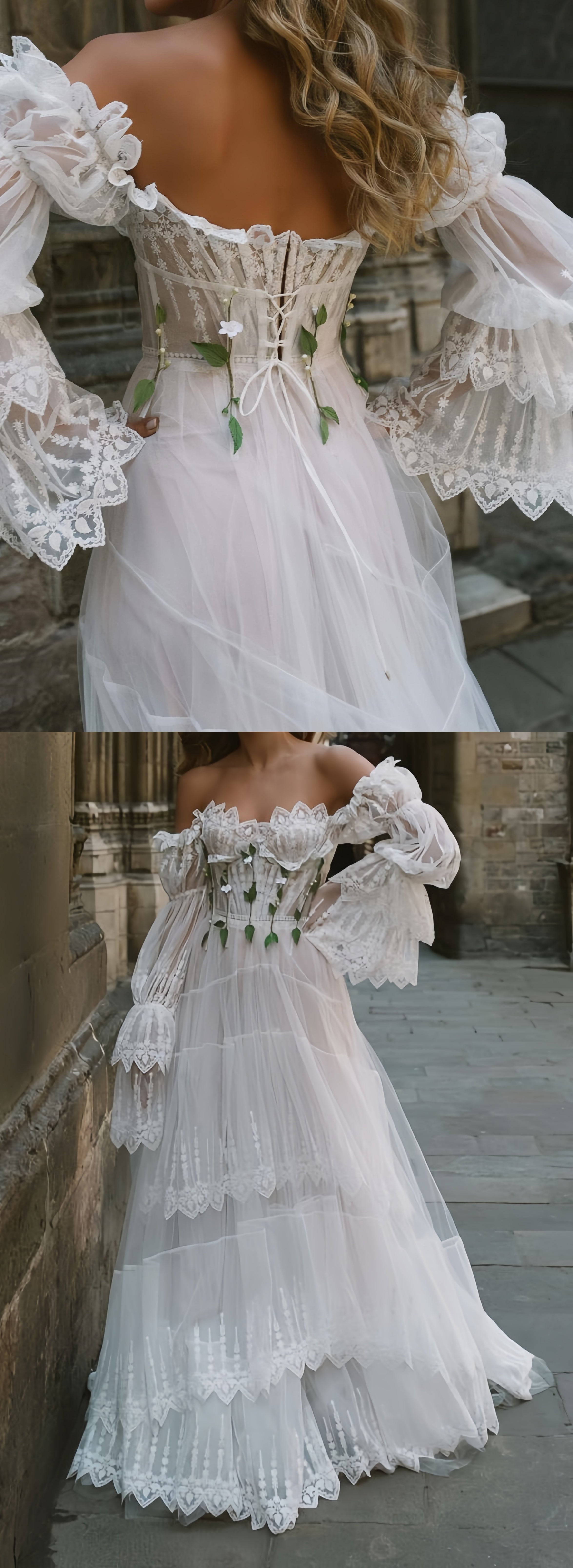 Vintage Wedding Dress A-Line Lace Tulle Wedding Bridal HZ0307