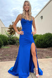LTP1596,Royal Blue Mermaid Satin Long Prom Evening HZ0307