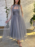 LTP1786,Grey Tulle A-Line Homecoming Dresses, Sleeveless Prom Dress with HZ0307