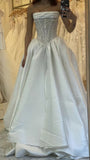 White Strapless Beaded A-Line Bridal Dresses, Sleeveless Wedding HZ0307