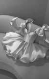 White Sweetheart Homecoming Dresses A-line Satin Sparkle Party Dress HZ0307