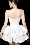 White Strapless Homecoming Dresses Simple Wedding Party HZ0307