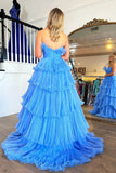 Ruffles Pleated A-Line Organza Long Prom HZ0307