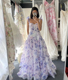 Bow Tie A-Line Chiffon Floral Prom HZ0307
