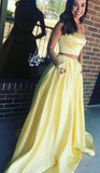 LTP0780,Two pieces a-line satin prom dress long prom dresses with HZ0307