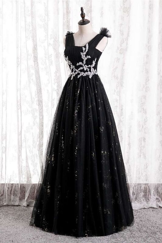 Princess A-line Black Tulle Long Formal HZ0307