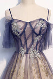 Straps Pink and Navy Blue Ombre Long Party HZ0307