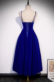 Burgundy Velvet A-line Midi Dress with Spaghetti HZ0307