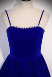 Burgundy Velvet A-line Midi Dress with Spaghetti HZ0307