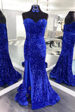 Sweetheart Royal Blue Sequin Mermaid Long Formal HZ0307