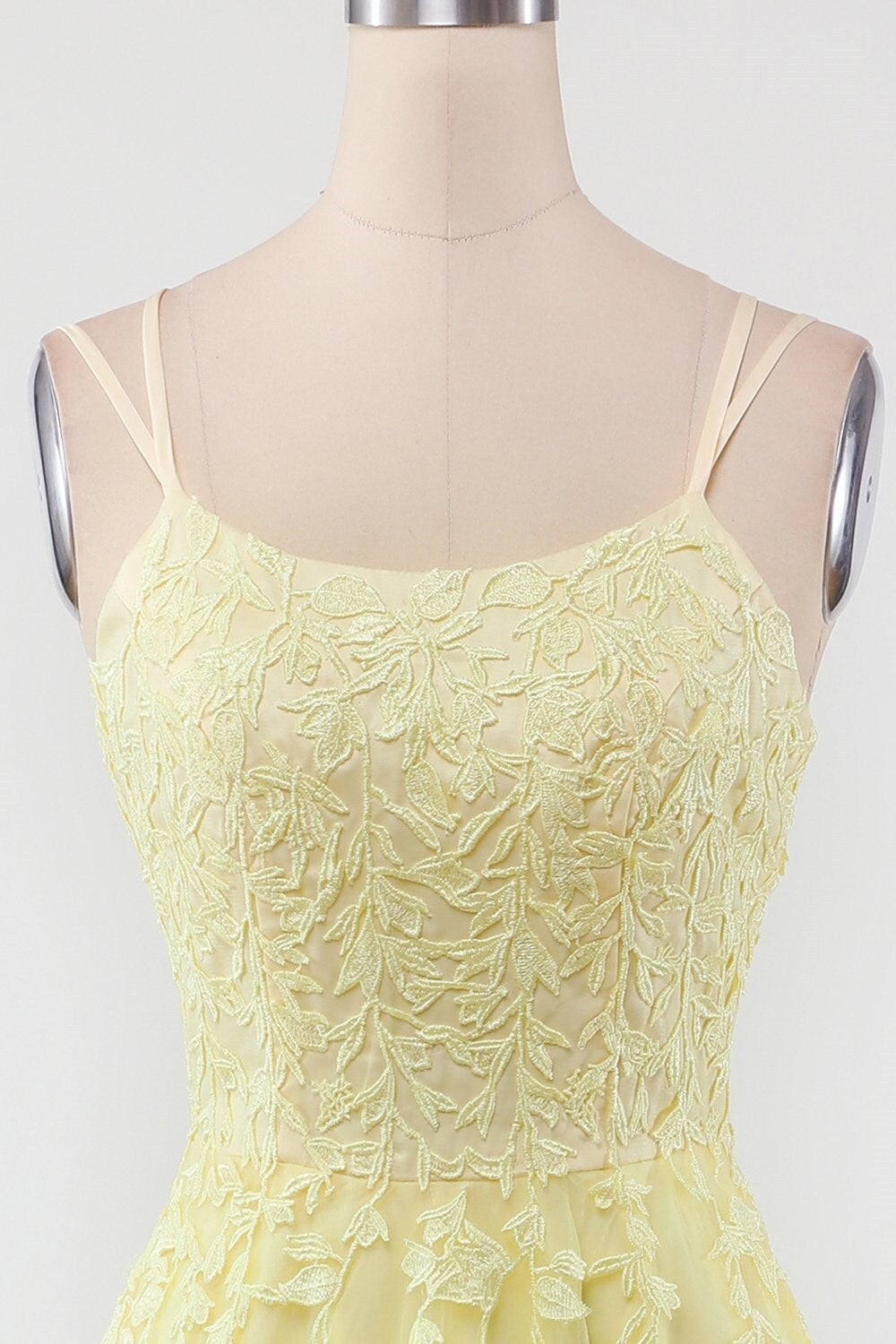 Princess Yellow Appliques A-line Long Prom HZ0307