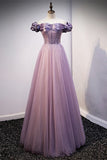 Princess Off the Shoulder Purple Long Party HZ0307