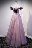 Princess Off the Shoulder Purple Long Party HZ0307