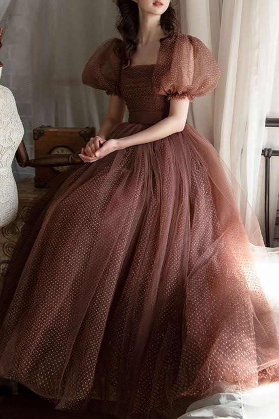 Bell Sleeves Brown Party HZ0307