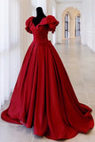 Red Ball Gown with Bell Sleeves and Lace UP HZ0307