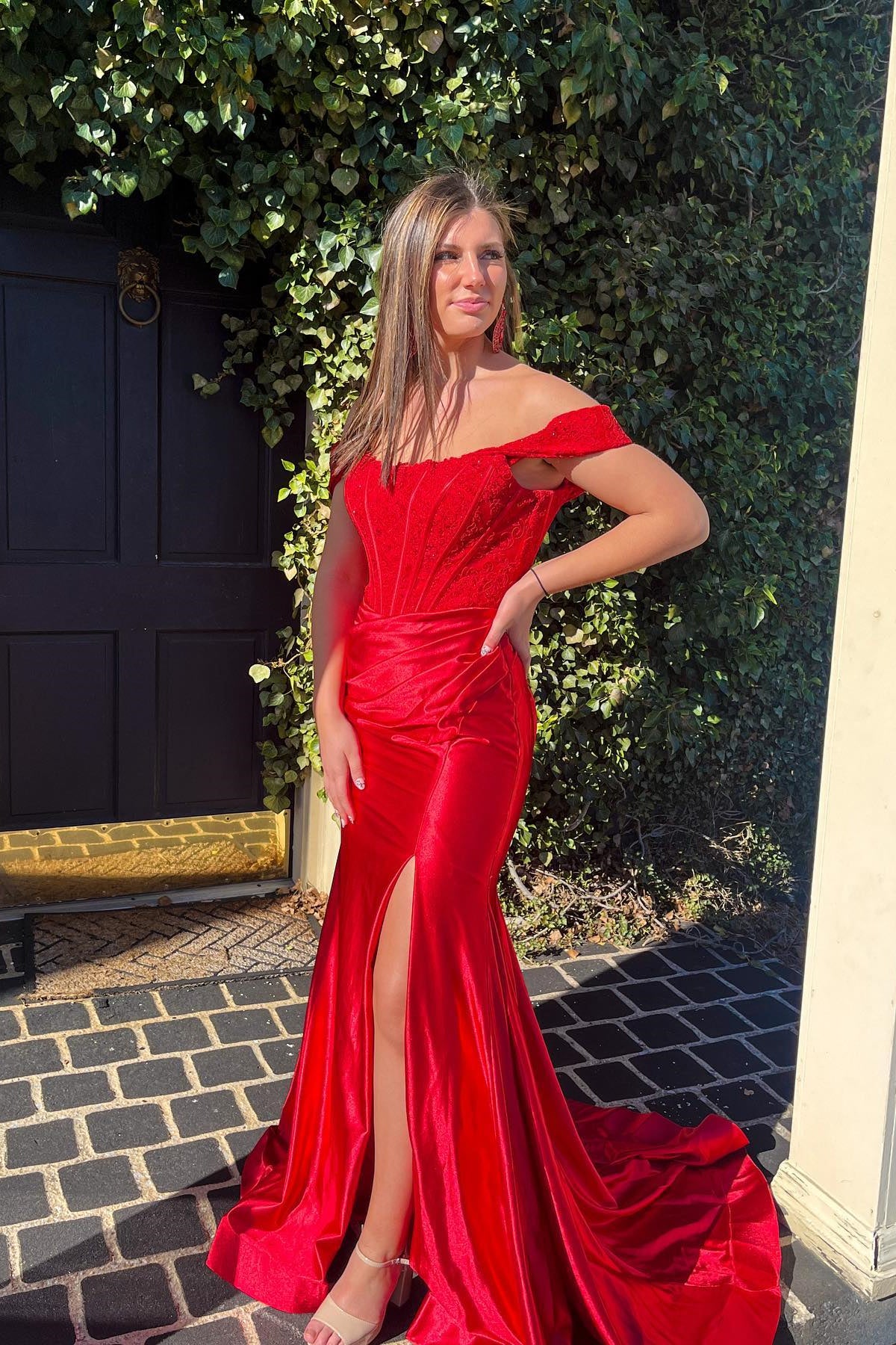 Elegant Champagne Off the Shoulder Mermaid Long Prom HZ0307