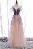 Spaghetti Straps Ombre Purple Long Party HZ0307