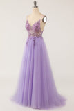 Light Purple A-line Beaded Long Formal HZ0307