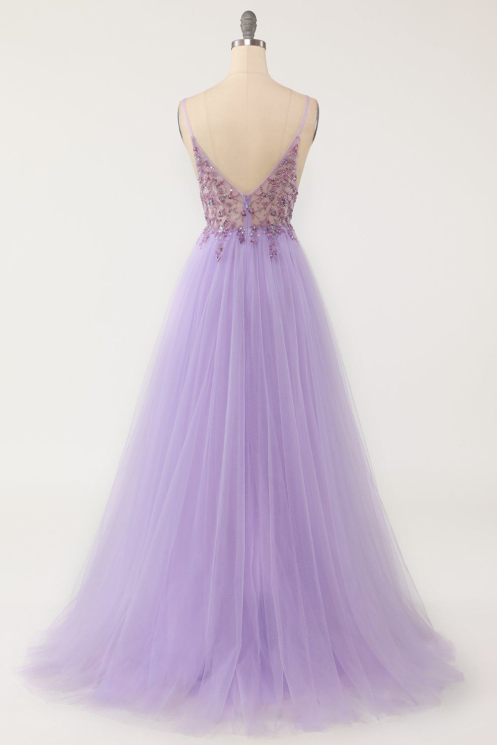 Light Purple A-line Beaded Long Formal HZ0307