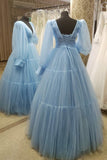 Blue Empire A-line Puffy Long Sleeves Ball HZ0307
