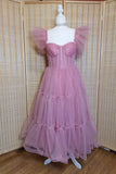 Flare Sleeves Rose Pink Corset A-line Princess HZ0307