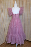 Flare Sleeves Rose Pink Corset A-line Princess HZ0307