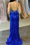 Gorgeous Royal Blue Sequins Mermaid Long Formal HZ0307