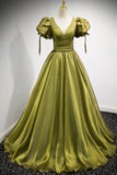 Short Puffy Sleeves Empire A-line Long Formal HZ0307