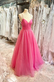 Straps Hot Pink A-line Long Formal HZ0307