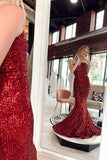 Red Sequin Strapless Mermaid Long Prom HZ0307