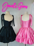 Cute Barbie Pink A-Line Satin Homecoming Dresses Mini Birthday Dresses, HZ0307