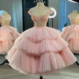 LTP1038,Princess beaded top short prom dresses off the shoulder ruffles evening homecoming HZ0307