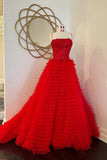 Spaghetti Straps Layers A-Line Prom HZ0307