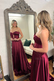 Sweetheart Burgundy Keyhole A-lin Long Prom HZ0307