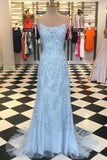 Pink Lace Appliques Mermaid Tulle Prom HZ0307