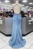 Beaded Light Blue Sheath Long Formal HZ0307