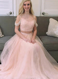 LTP0788,Two Piece Prom Dresses Spaghetti Straps A Line Long Sparkly Prom HZ0307